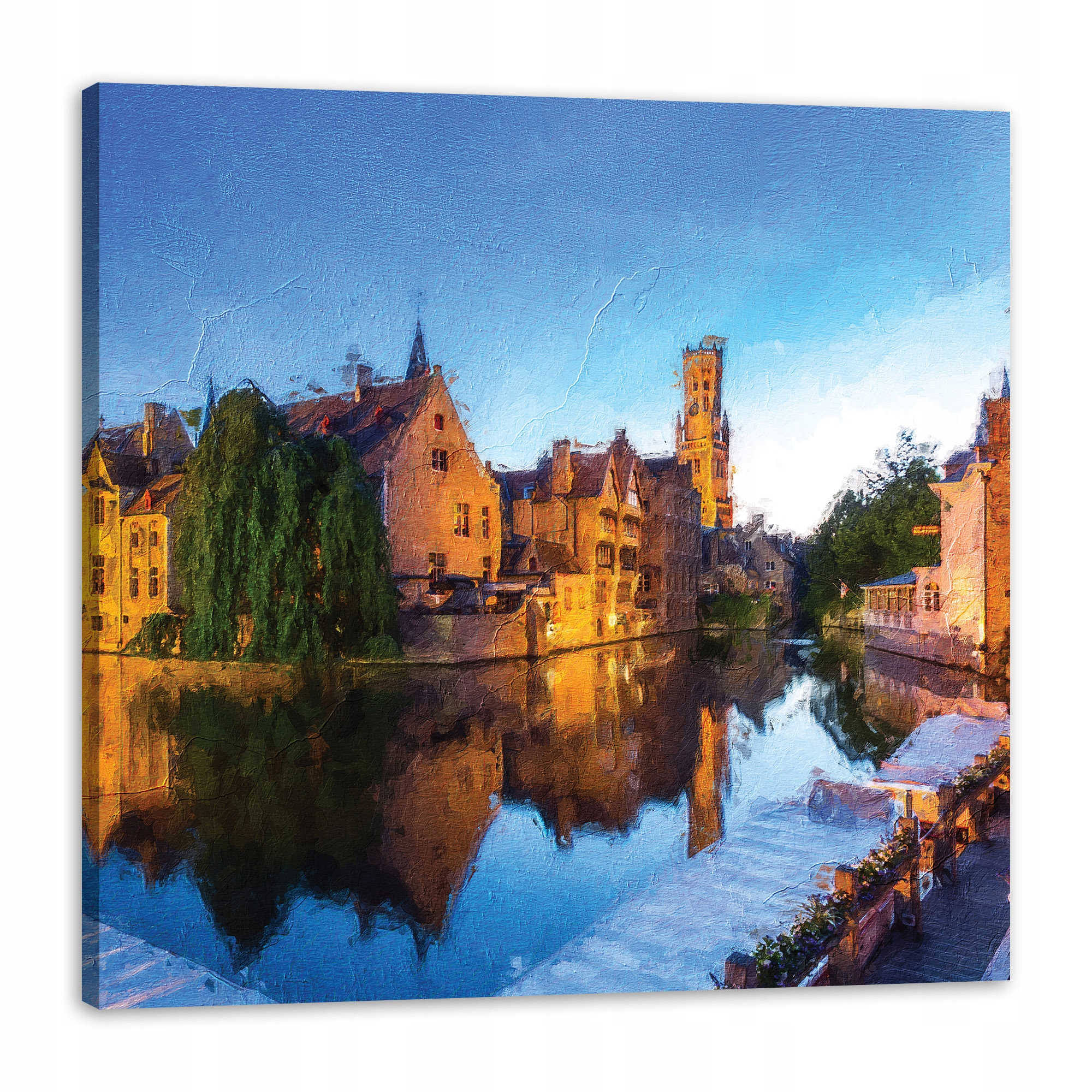Obraz na plátně Řeka Město Olejový večer Styl 80x80 cm