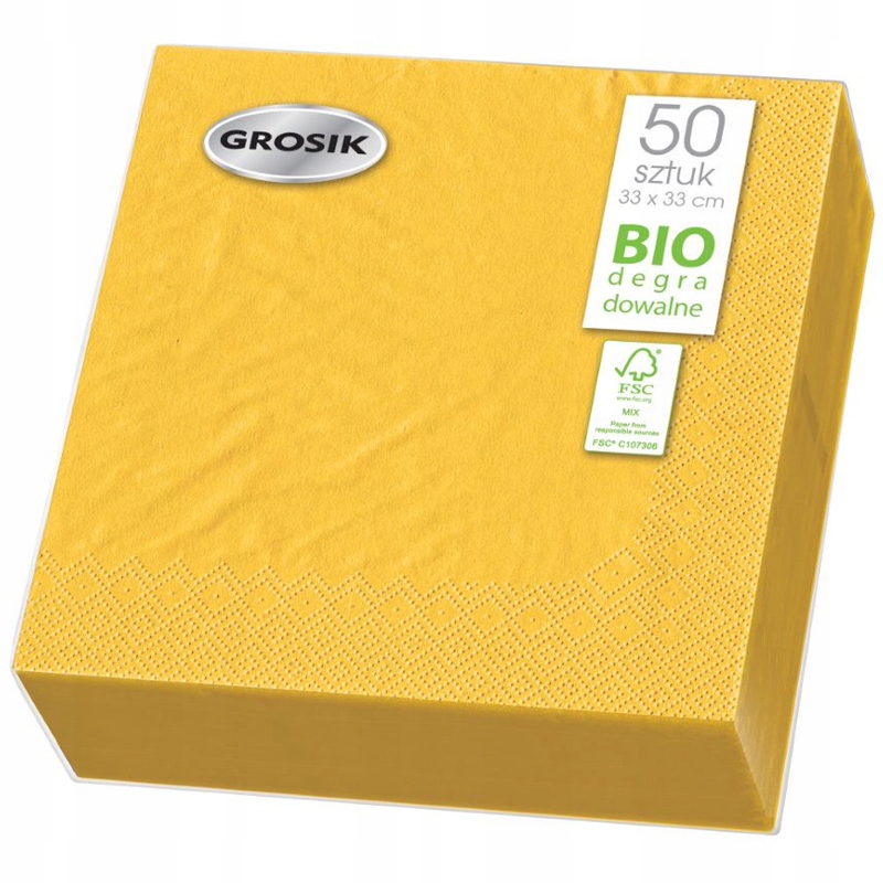 

Grosik Serwetki Stołowe Żółte 33X33 CM 50 Sztuk