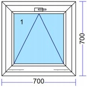 OKNO PCV / PVC EKOSOL 700 X 700 mm 70 X 70 cm