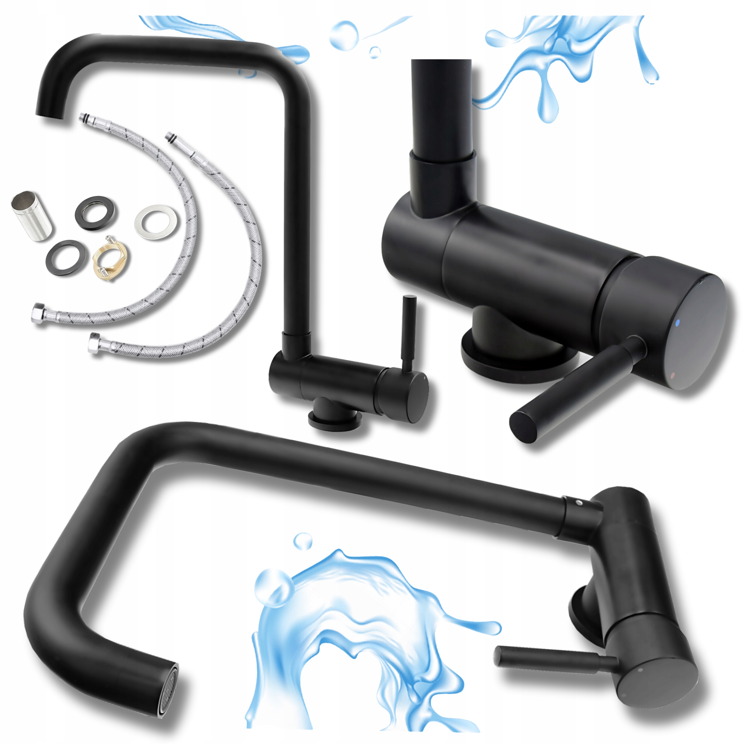 Kuchyňská baterie skládací podokenní Carla Černá Dřez Kuchyňský kohout