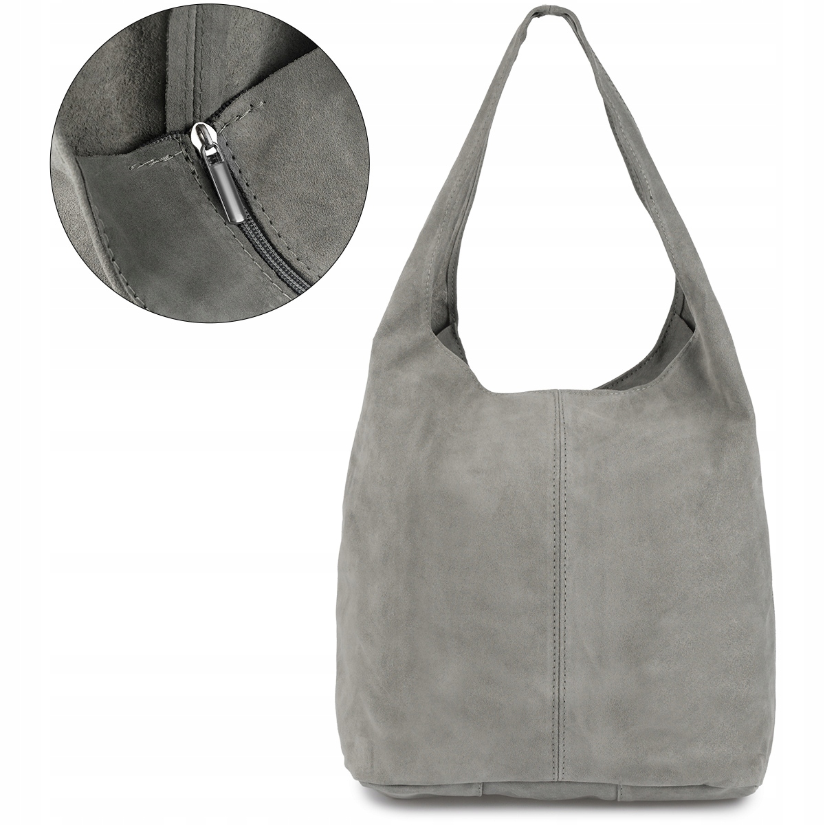 Dámská kožená semišová kabelka prostorná shopperka A4 klasická italská kůže