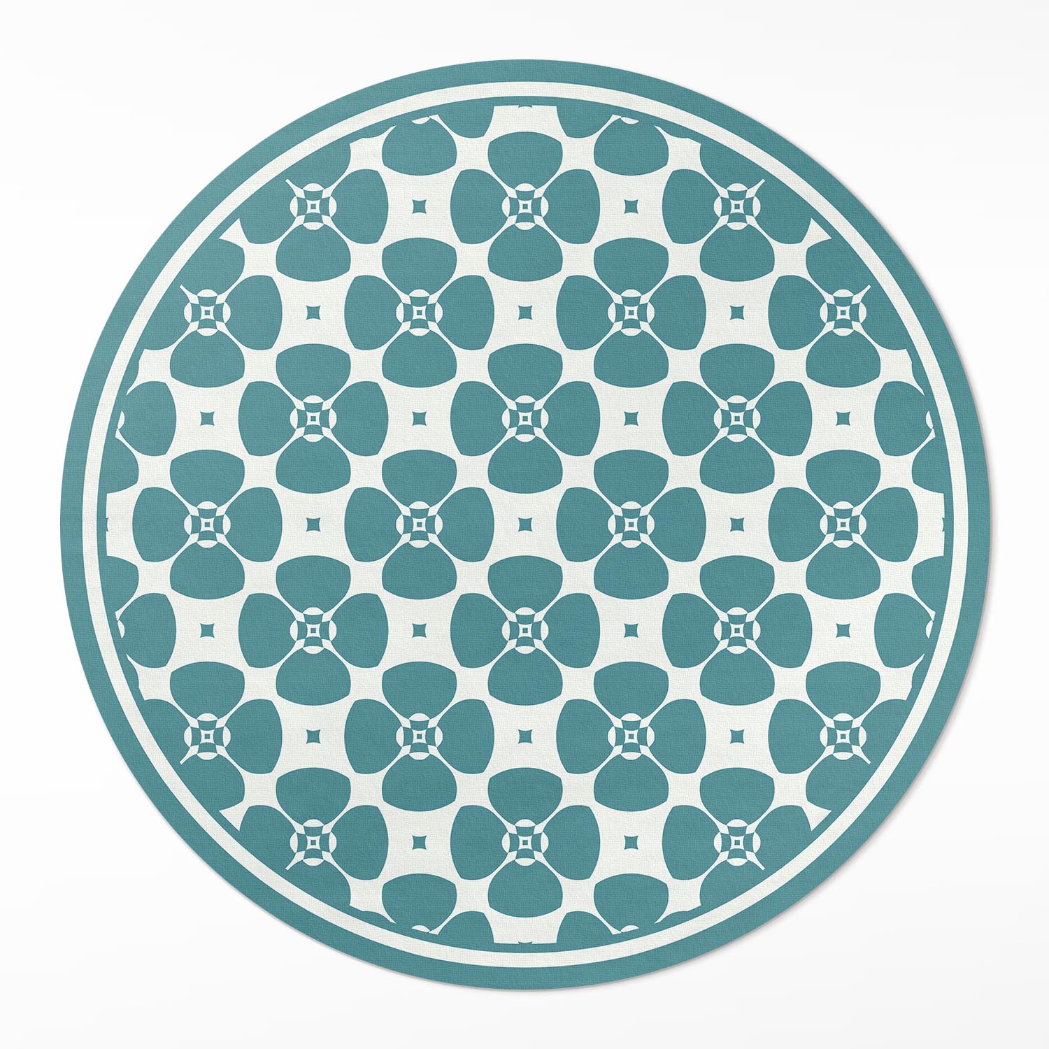 Kulatý vinylový koberec pod otočné křeslo Květinový vzor dlaždic ⌀ 60 cm