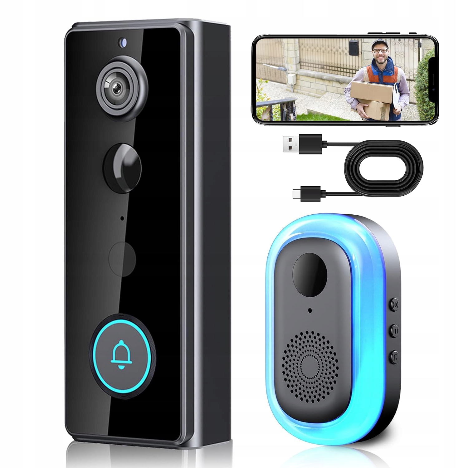 Bezdrátový Wifi Dveřní Zvonek S Hd Kamerou, Inteligentní Videotelefon