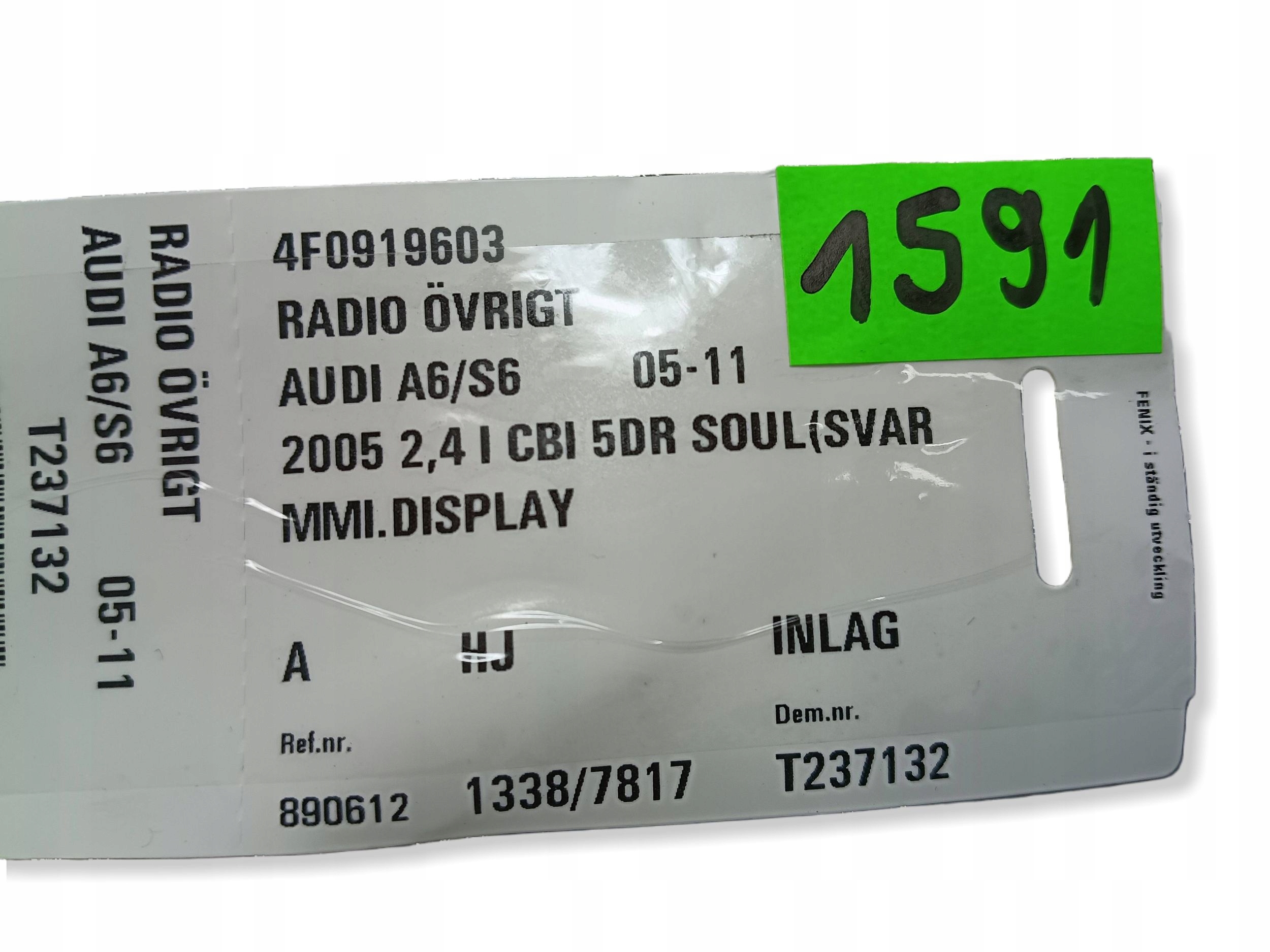 Bildschirm, AUDI A6 C6 4F0919603 !J