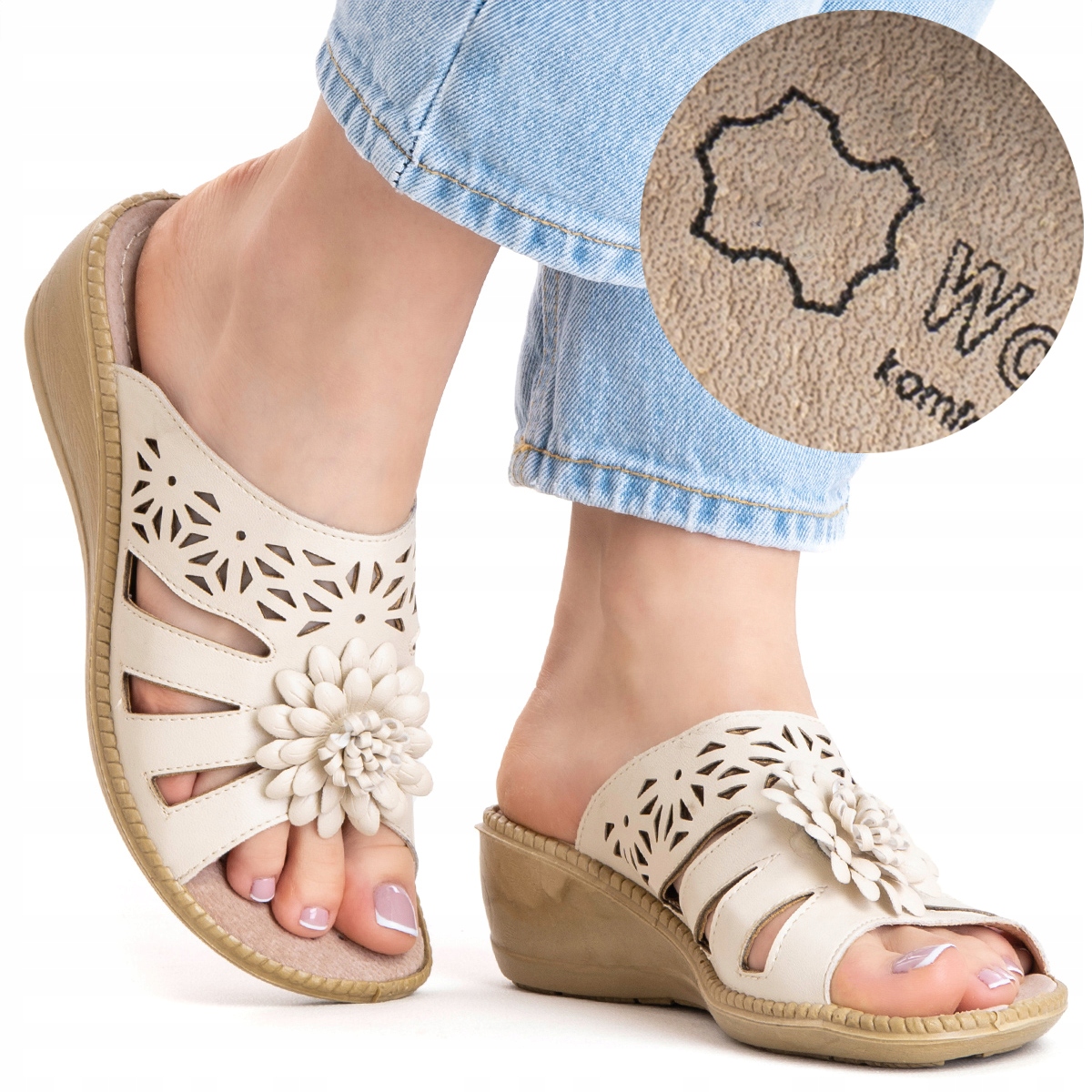 Nazouváky vč. Kůže casual lehké pohodlné měkké koturn stabilní Wojtyłko 36