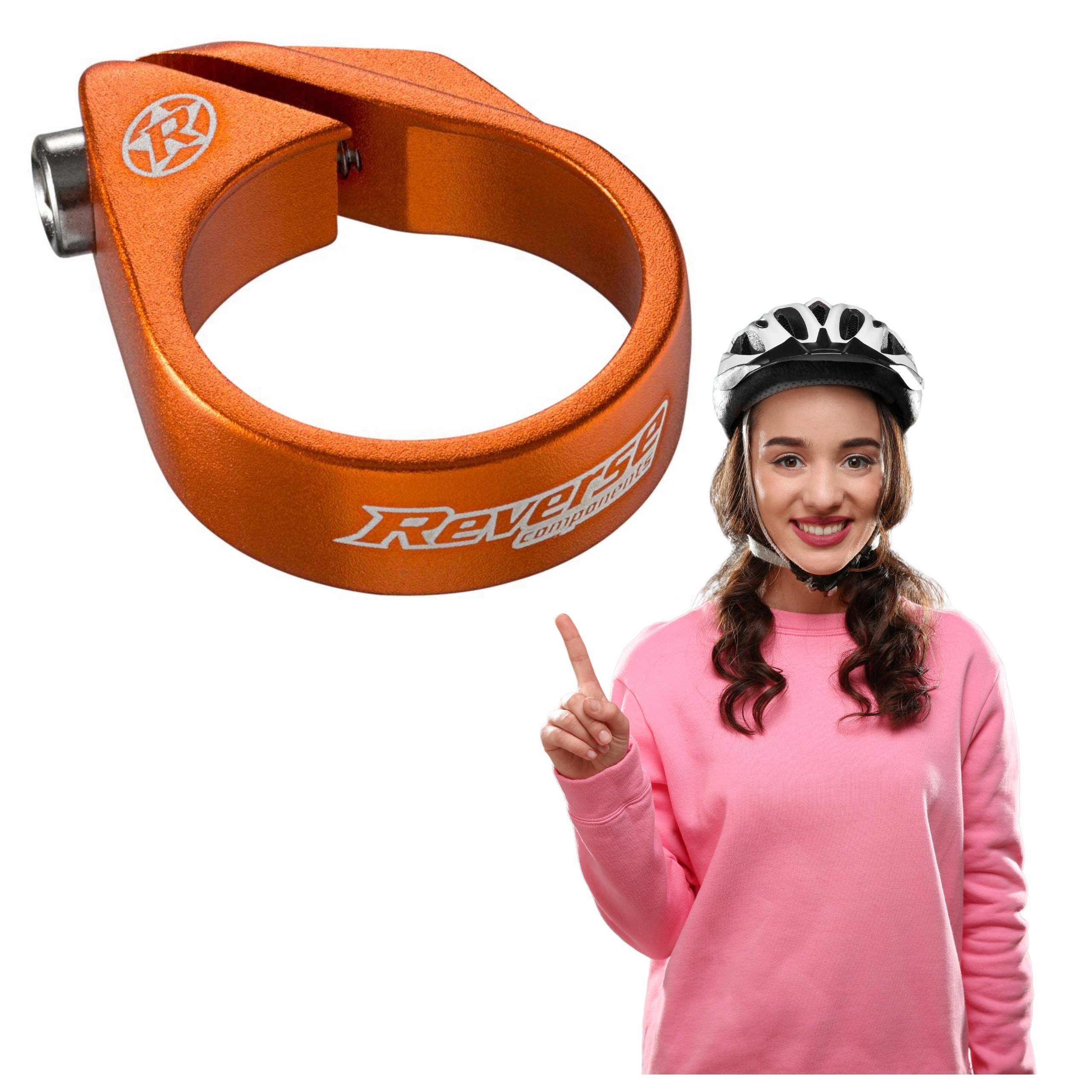 Obejma (zacisk) sztycy Reverse Bolt Clamp 34.9mm orange