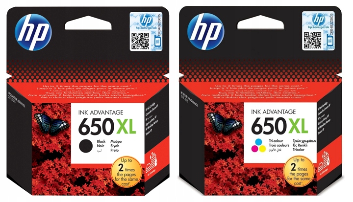 N Komplet tuszy do Hp 650xl, Wersja XL, 650 xl, 2515, 3515, wydajność x 2