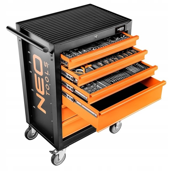 Dielenská skrinka Neo Tools oranžová, 6 zásuviek s 149 nástrojmi