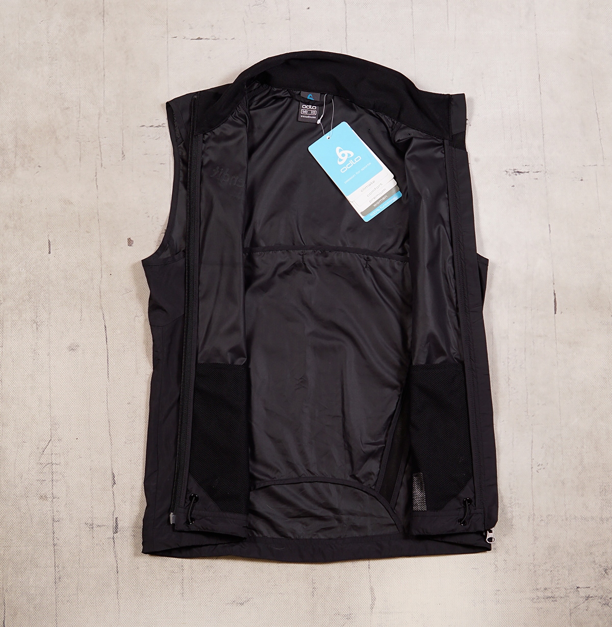 NOWA ODLO_ KAMIZELKA TREKKINGOWA _ XS _ WOMEN _ 100% POLIESTER _ WINDPROOF Kolor czarny