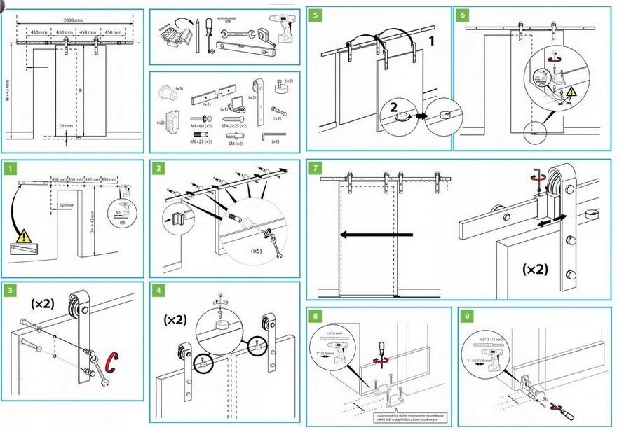 System drzwi przesuwnych typ klasyczny 76.001w BIAŁE przesuwne Marka Logist system