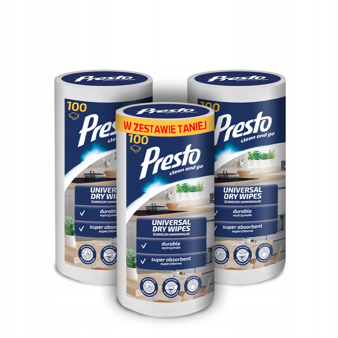 

3x Presto suche ściereczki w rolce 100 szt.