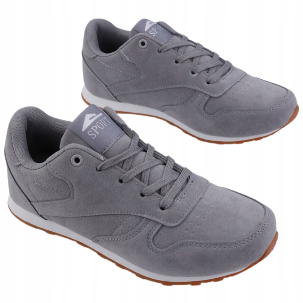 Szare Buty Sportowe Damskie Płaskie Dla Każdej Zwiążane Lekkie