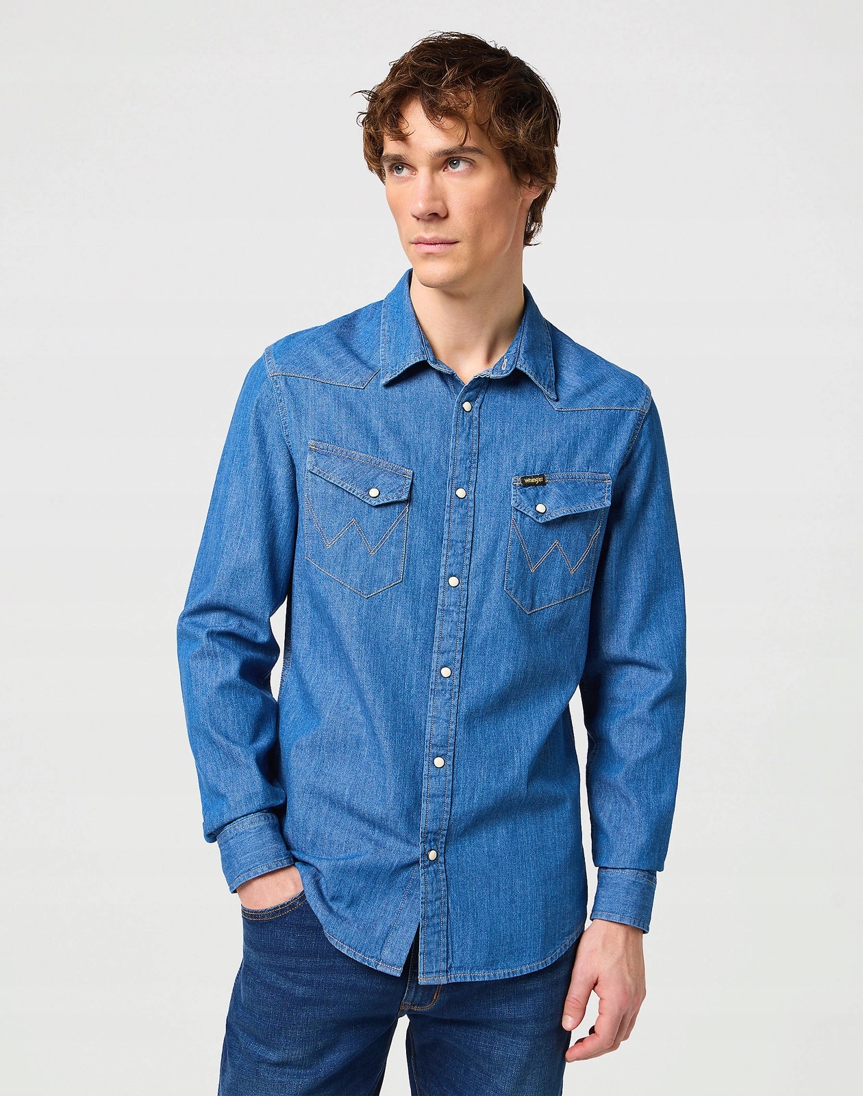 Pánská košile Wrangler Western Shirt MID Stone 112130117 W5F25K14V XL