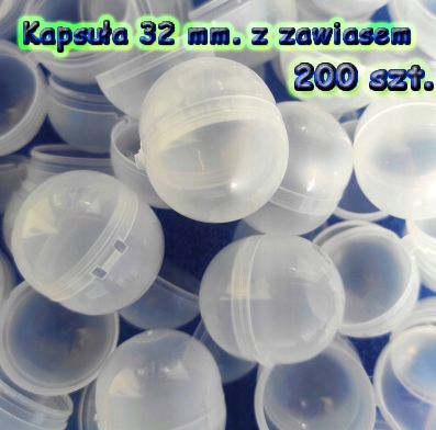 Kapsuła pusta 32 mm przeźroczysta kulka 200szt kapsuły puste do losowania