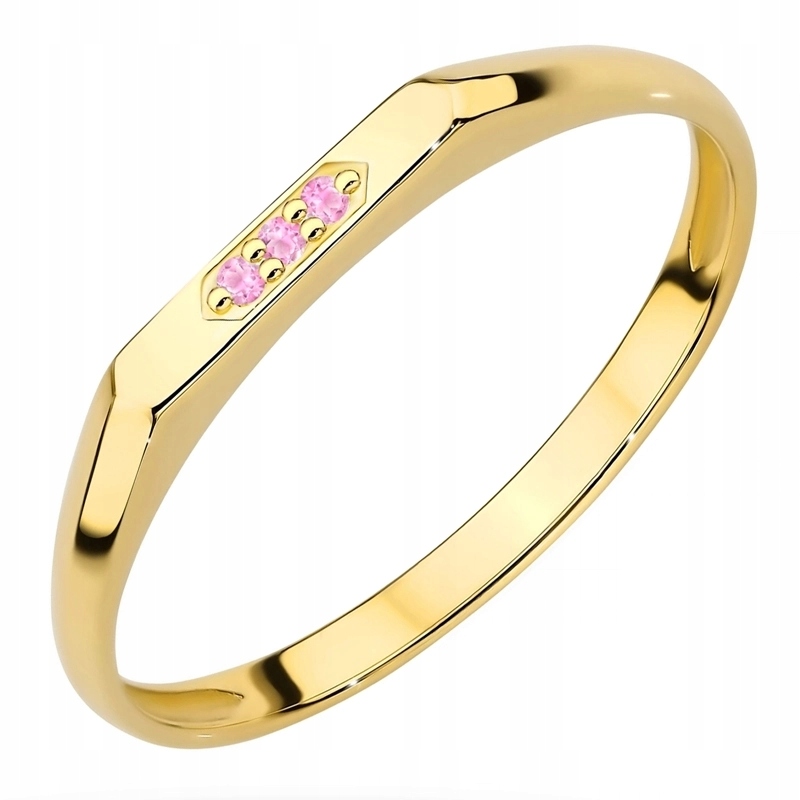 Zlatý Prstýnek Sygnet s zirkony, ryzost 585, vel.19