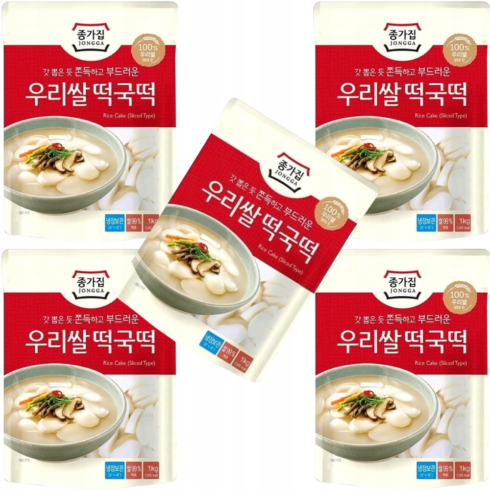 5 x Kluski Ryżowe Koreańskie Korean Tteokbokki Topokki Plasterki 1kg Jongga