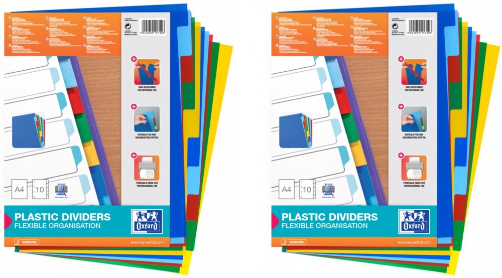 

Przekładki plastikowe Oxford A4 10 kart x 2