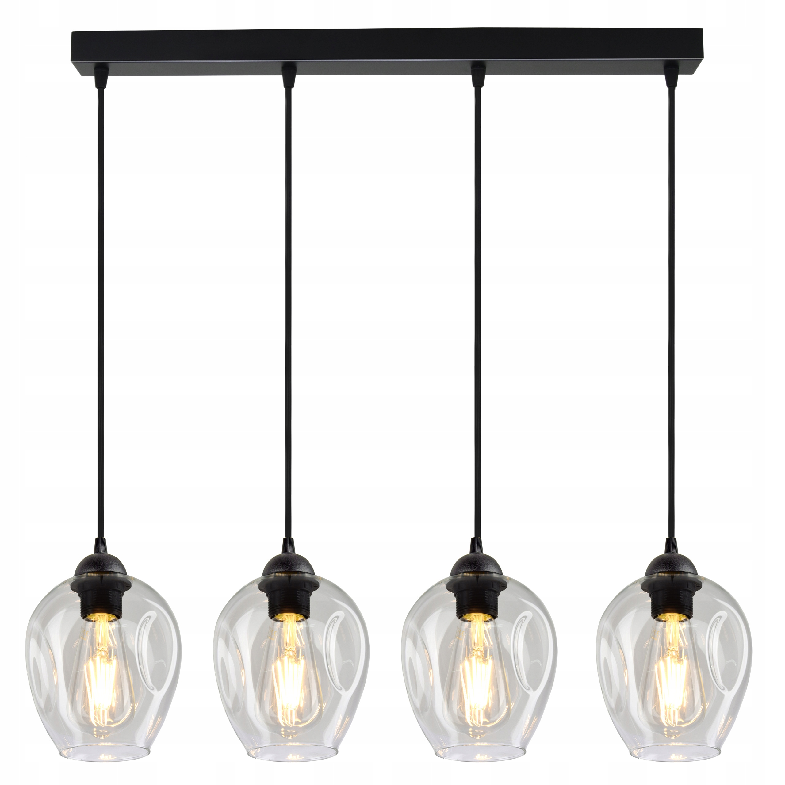 

Lampa Wisząca Żyrandol Plafon 4 Klosze Transparent