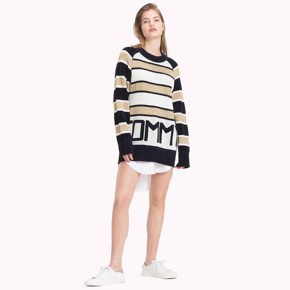 Tommy Hilfiger Tříbarevný Svetr S Logem (s)