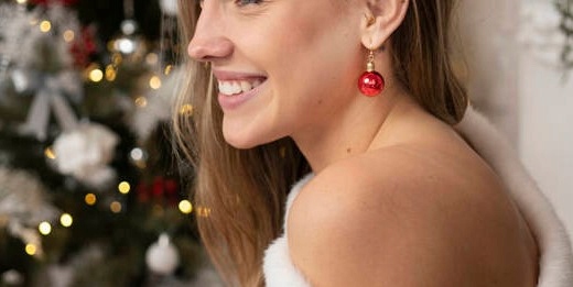 ŚWIĄTECZNE KOLCZYKI BOMBKI CZERWONE ZŁOTE