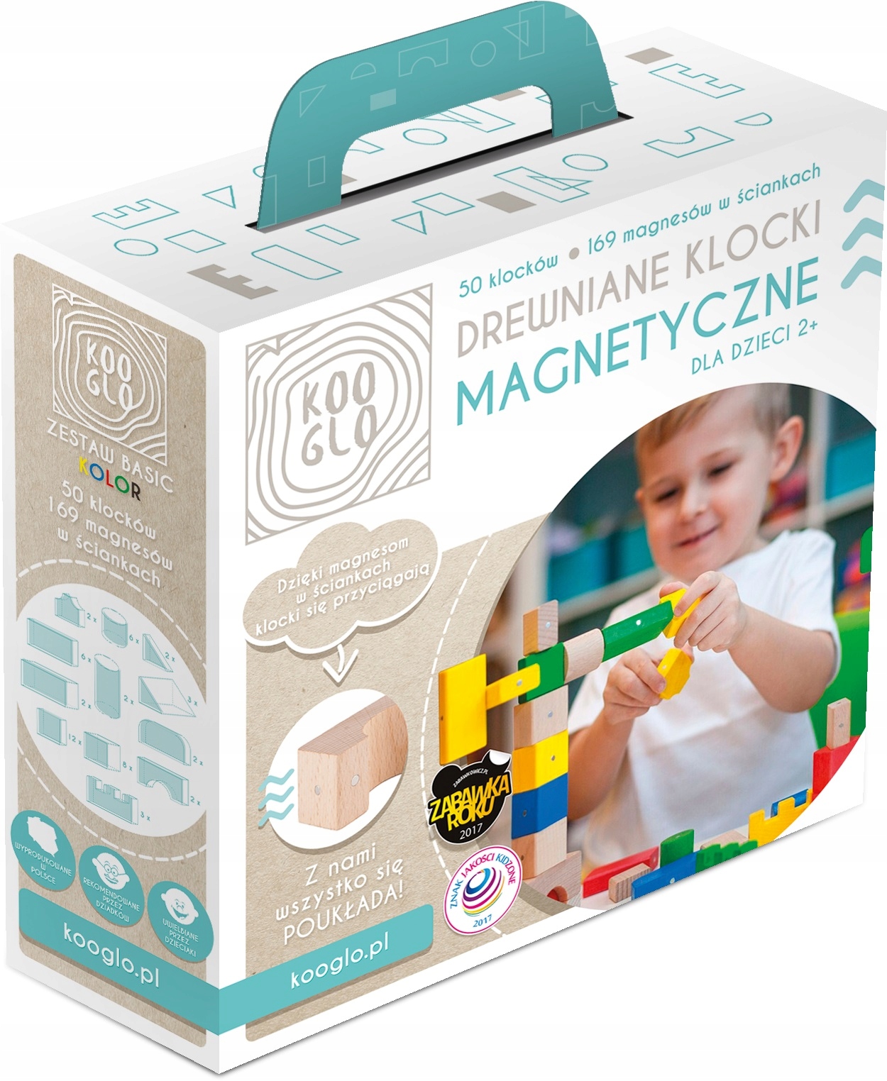 

Klocki magnetyczne drewniane Kooglo Polskie 50 el.