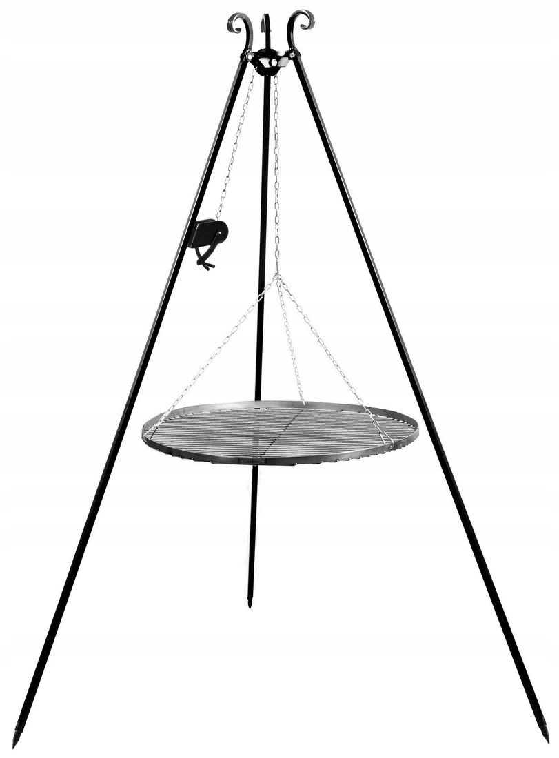 Grill Na Trójnogu Ogrodowy Ruszt Wiszący 60CM Kołowrotek