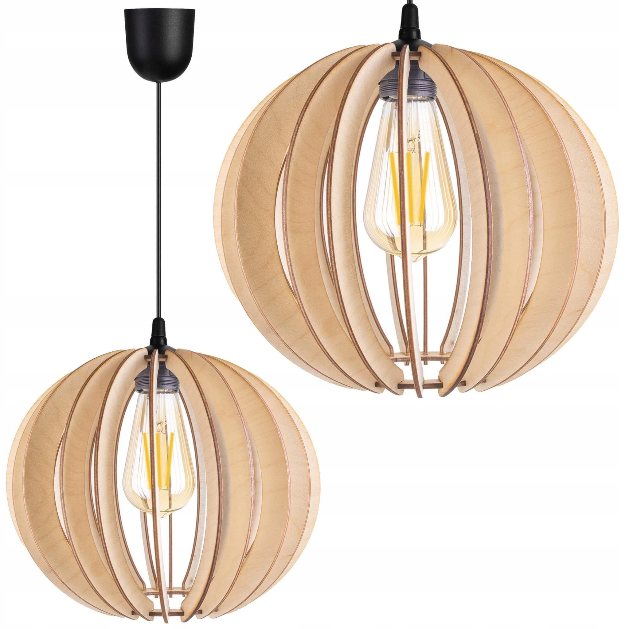 

Loftowa Lampa Sufitowa Wisząca Drewniana Kula XXL