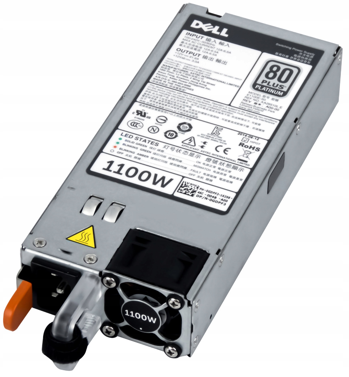 Dell 0GDPF3 1100W E1100E-S0 Napájecí zdroj 1100W pro servery PowerEdge R520 R620 R820