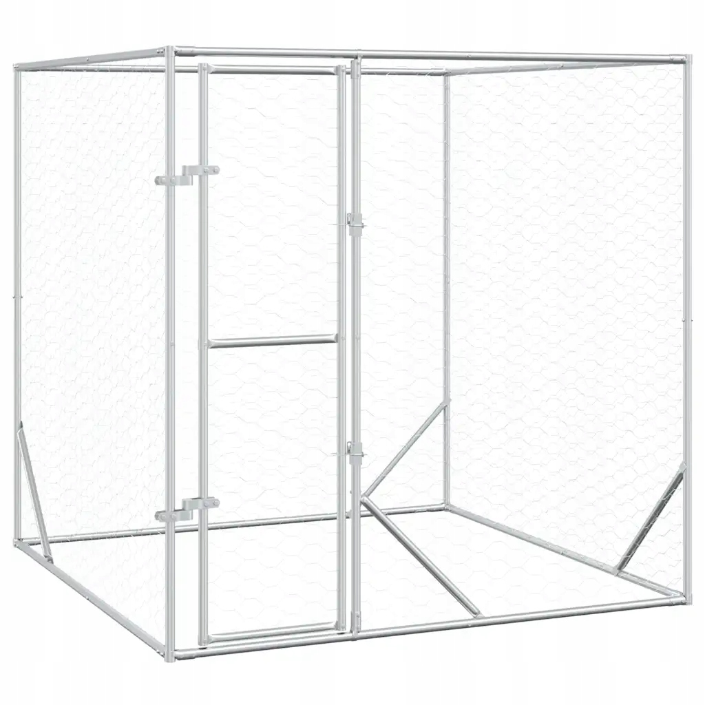 Kotec pro psa 2x2x2 m, ocel, stříbrná