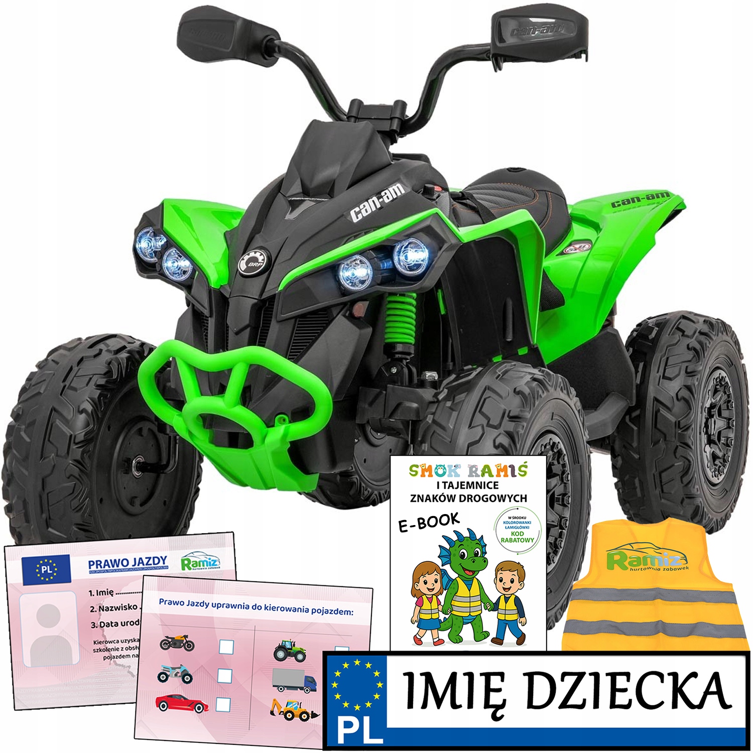 quad na akumulator Maverick Atv pojazd elektryczny piankowe koła Audio