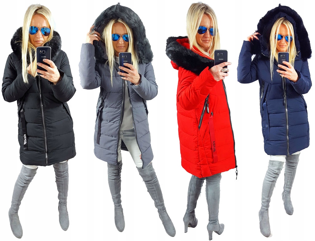 

Kurtka Płaszcz Długa Pikowana Parka Z Futerkiem Xs