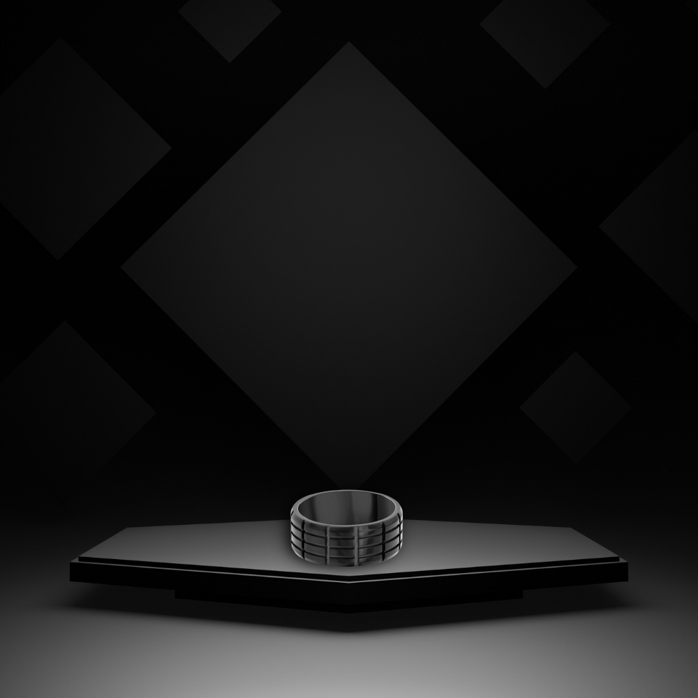 PIERŚCIEŃ SYGNET PUNK ROCK STYLOWY STAL CZARNY Materiał stal