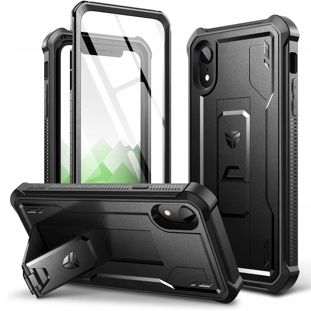 Pancerne Etui Dexnor do iPhone Xr, z folią na ekran, Obudowa z Podstawką
