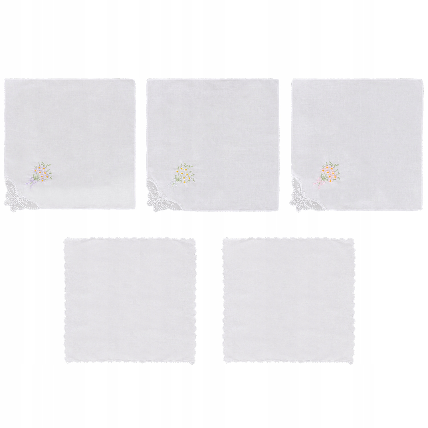 5x CHUSTECZKI DO NOSA PASTELOWE HAFTOWANE KORONKA BAWEŁNIANE ELEGANCKIE Materiał dominujący bawełna