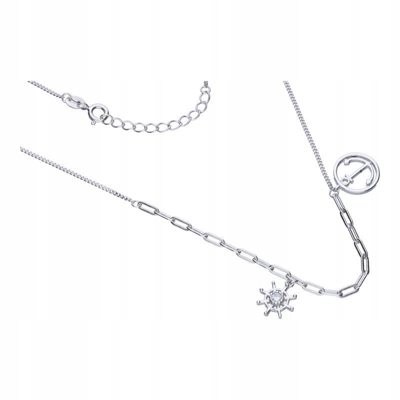 Stříbrný náhrdelník 925 s námořnickým vzorem, kotvou a kormidlem, stylový jako dárek