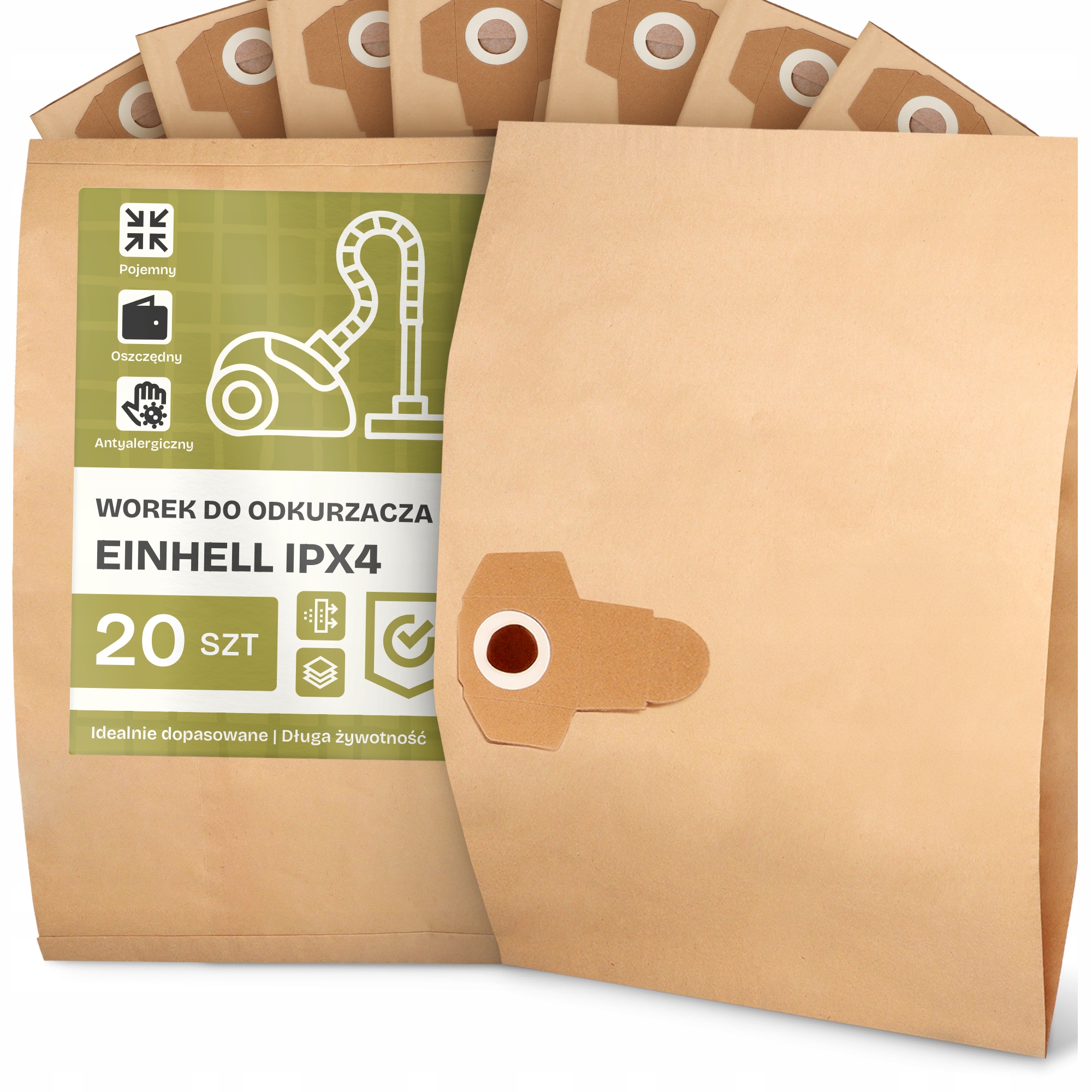 20 x Sáček Do Vysavače Einhell IPX4 Papírový 2-vrstvový Sáček Sáčky 2A