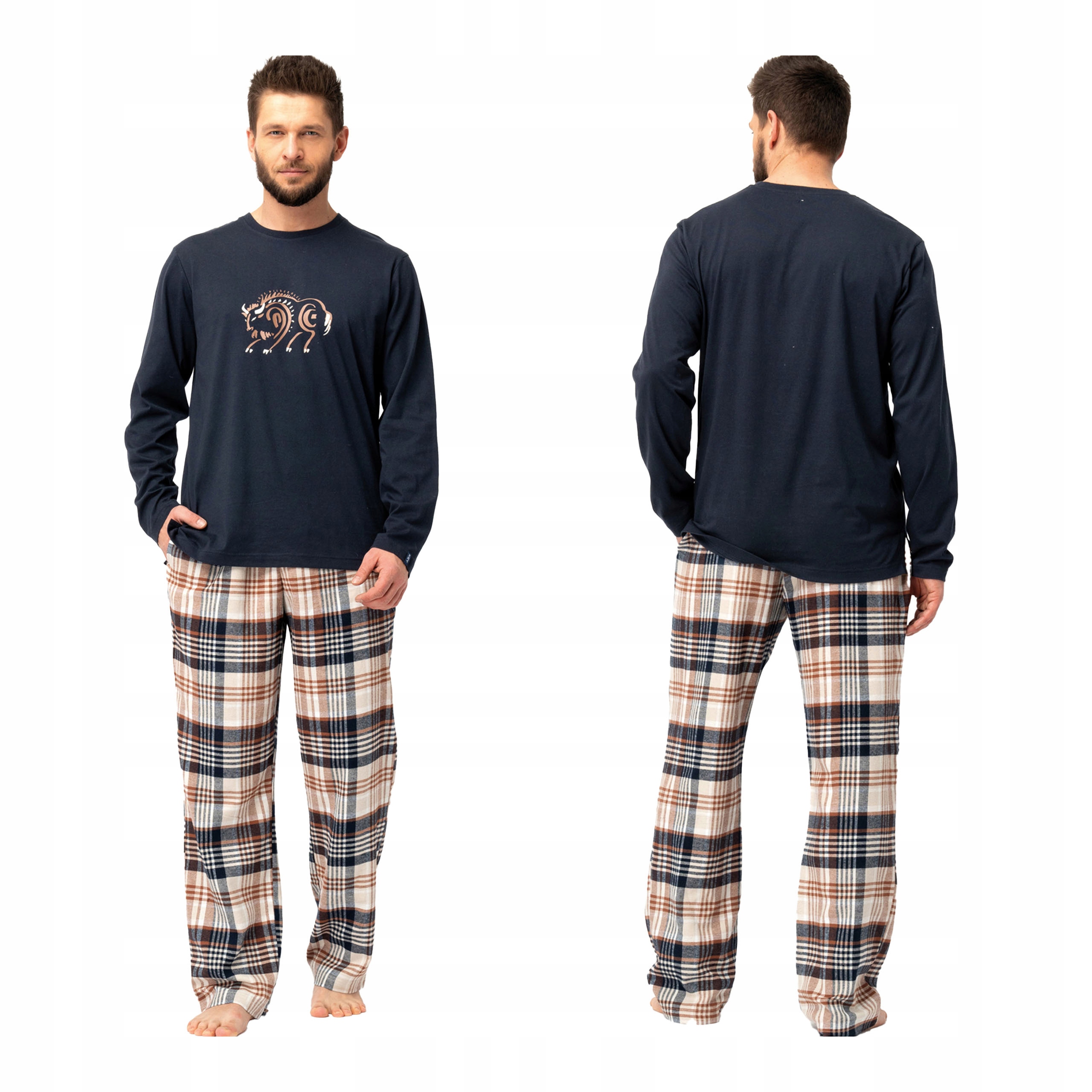 Pánské dvoudílné pyžamo 100% bavlna s dlouhými kalhotami Key XL