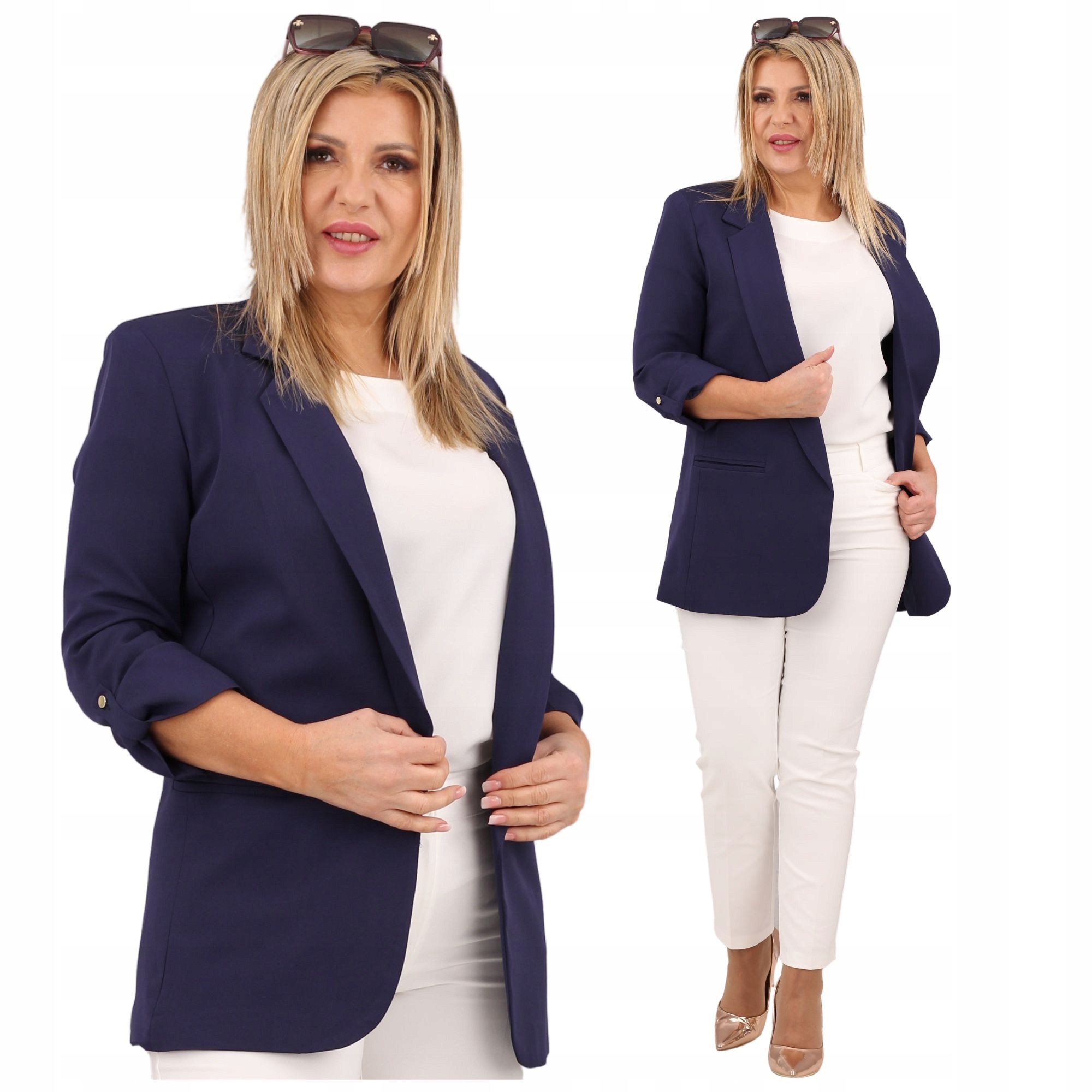 Żakiet Marynarka Długa Gładka Polski Producent Duże Rozmiary