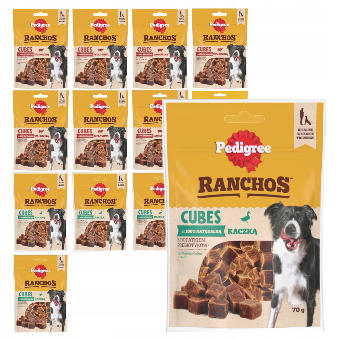 Pedigree Sada pamlsků pro psa Ranchos Cubes 14x70 g s hovězím a kachním masem