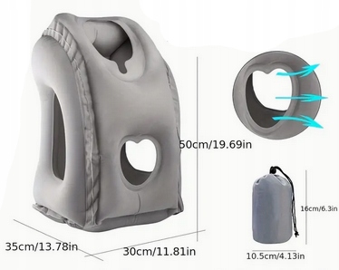 PODUSZKA PODRÓŻNA DMUCHANA POMPOWANA ZAGŁÓWEK DO SPANIA AUTA SAMOLOTU WELUR Kod producenta KBE216