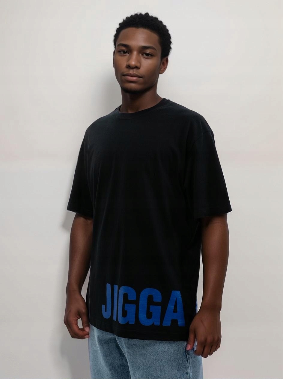 Volné Tričko Tričko s krátkým rukávem Oversize Pánské Černá Jigga M