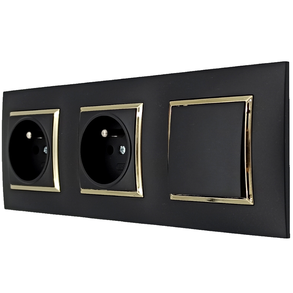 

Gniazdo Z Włącznikiem Do Sypialni Czarne Złote