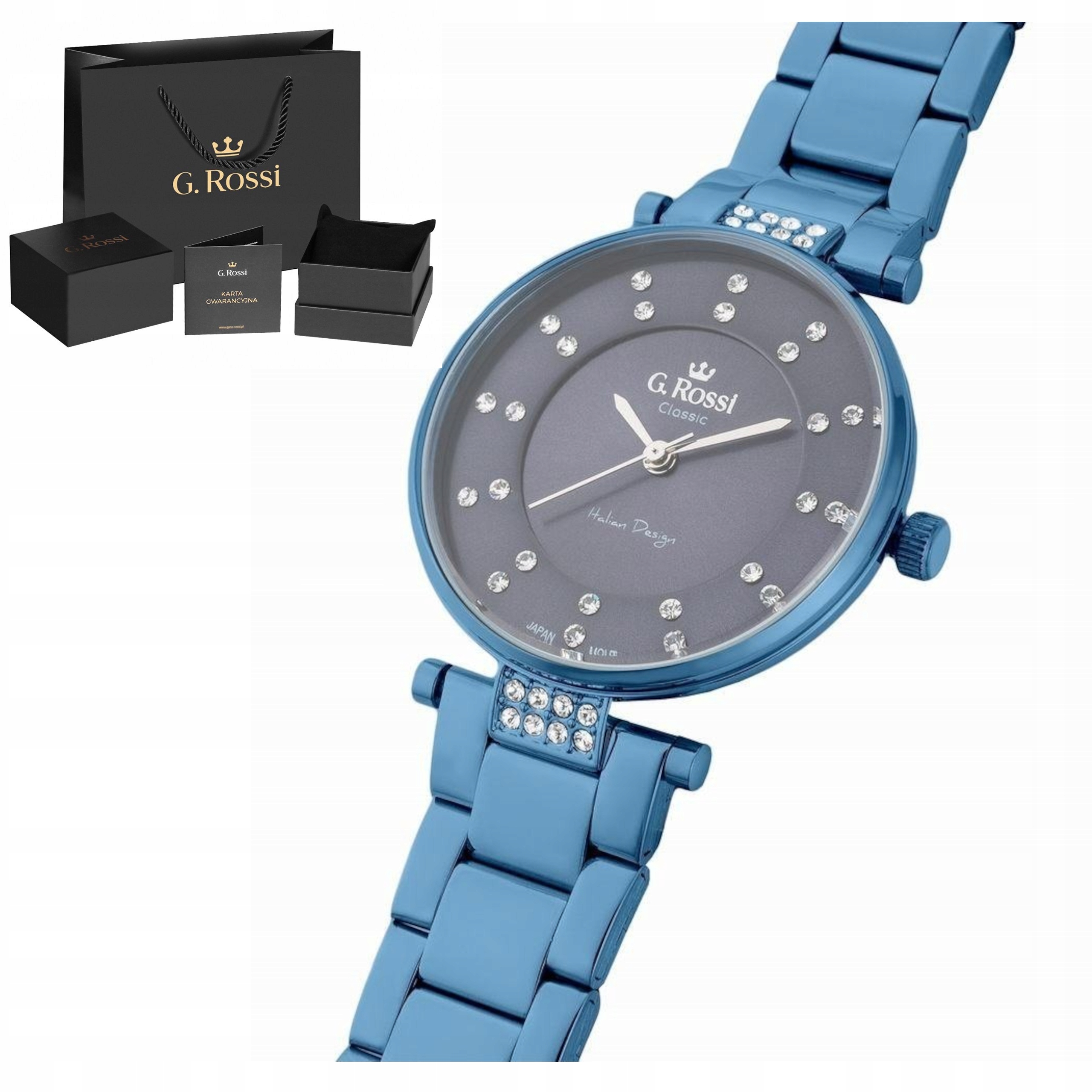 Dámské hodinky, náramek z oceli, modré