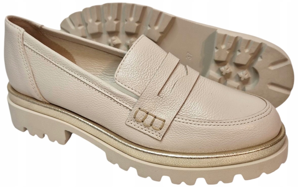 Gamis 7420 Mokasíny Béžová Zlatá přírodní kůže vel 40