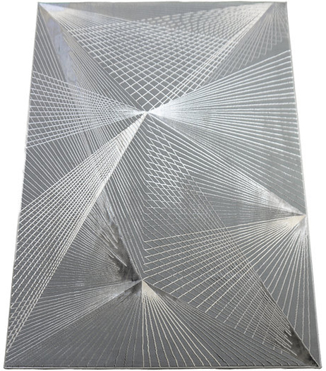 Koberec 240x330 Moderný Do Obývačky Šedý Glamour S Geometrickým Striebrom
