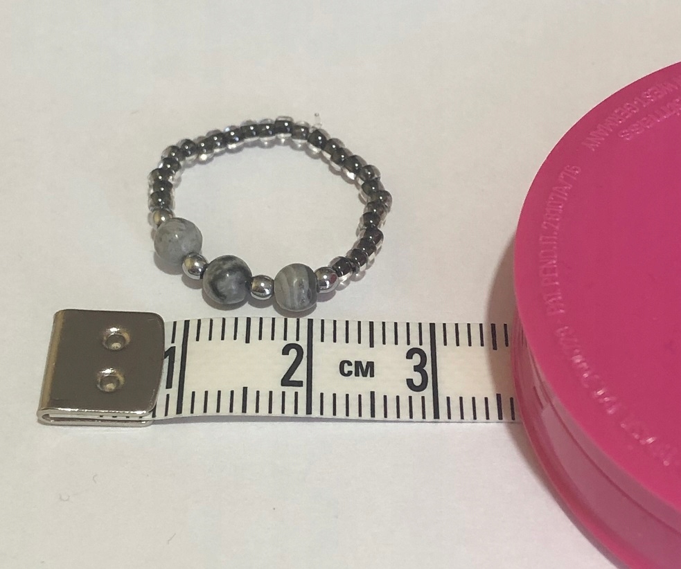 PIERŚCIONEK NA GUMCE KORALIKI JASPIS SZARY Rodzaj Inny