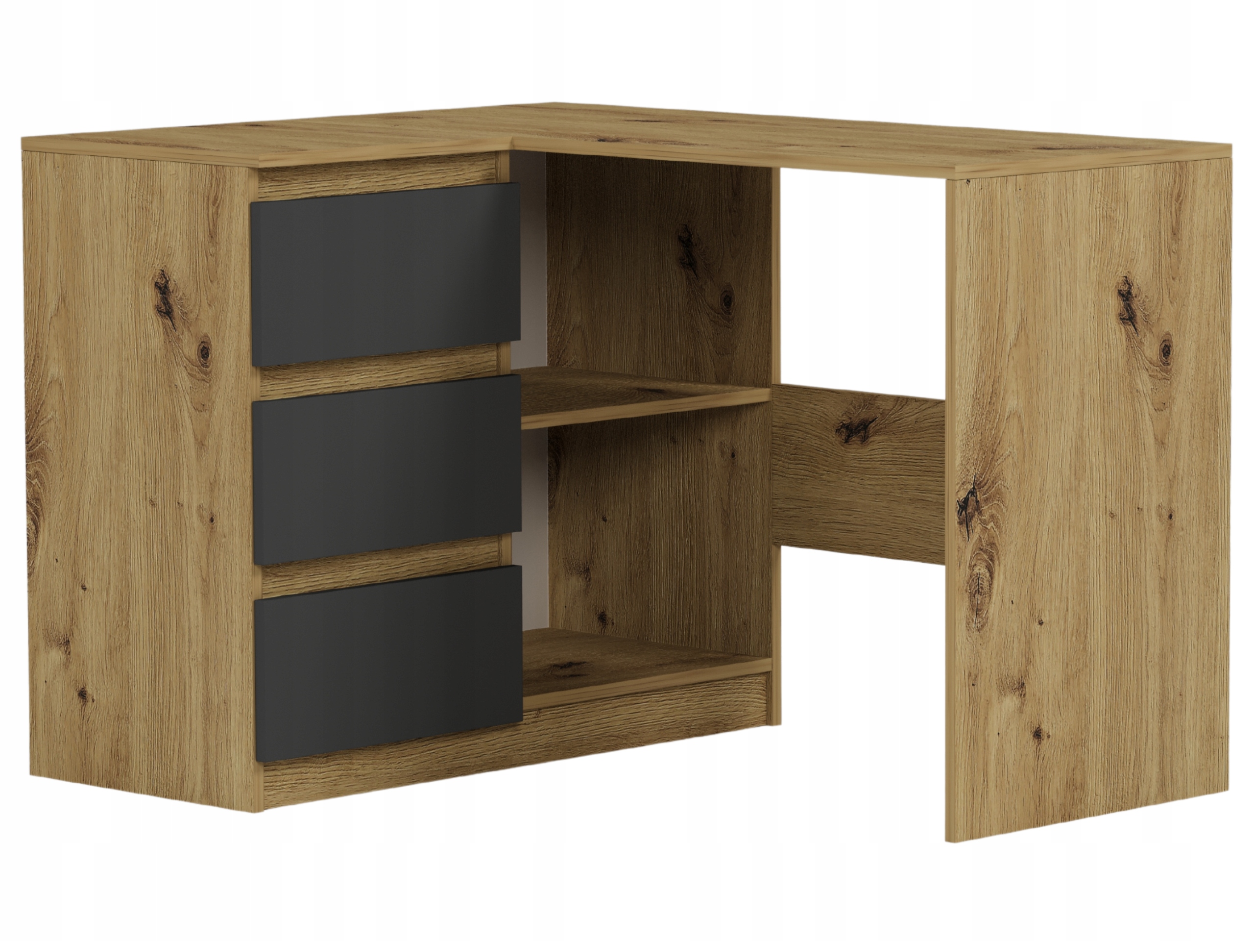 BIURKO NAROŻNE KOMPUTER artisan mix antracyt N4L lewe