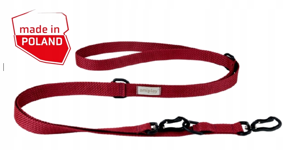 Vodítko Bordó páska 2,5 m Amiplay L/XL