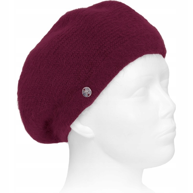 Beret Čepice s Angorou teplá a módní Bordó Polský