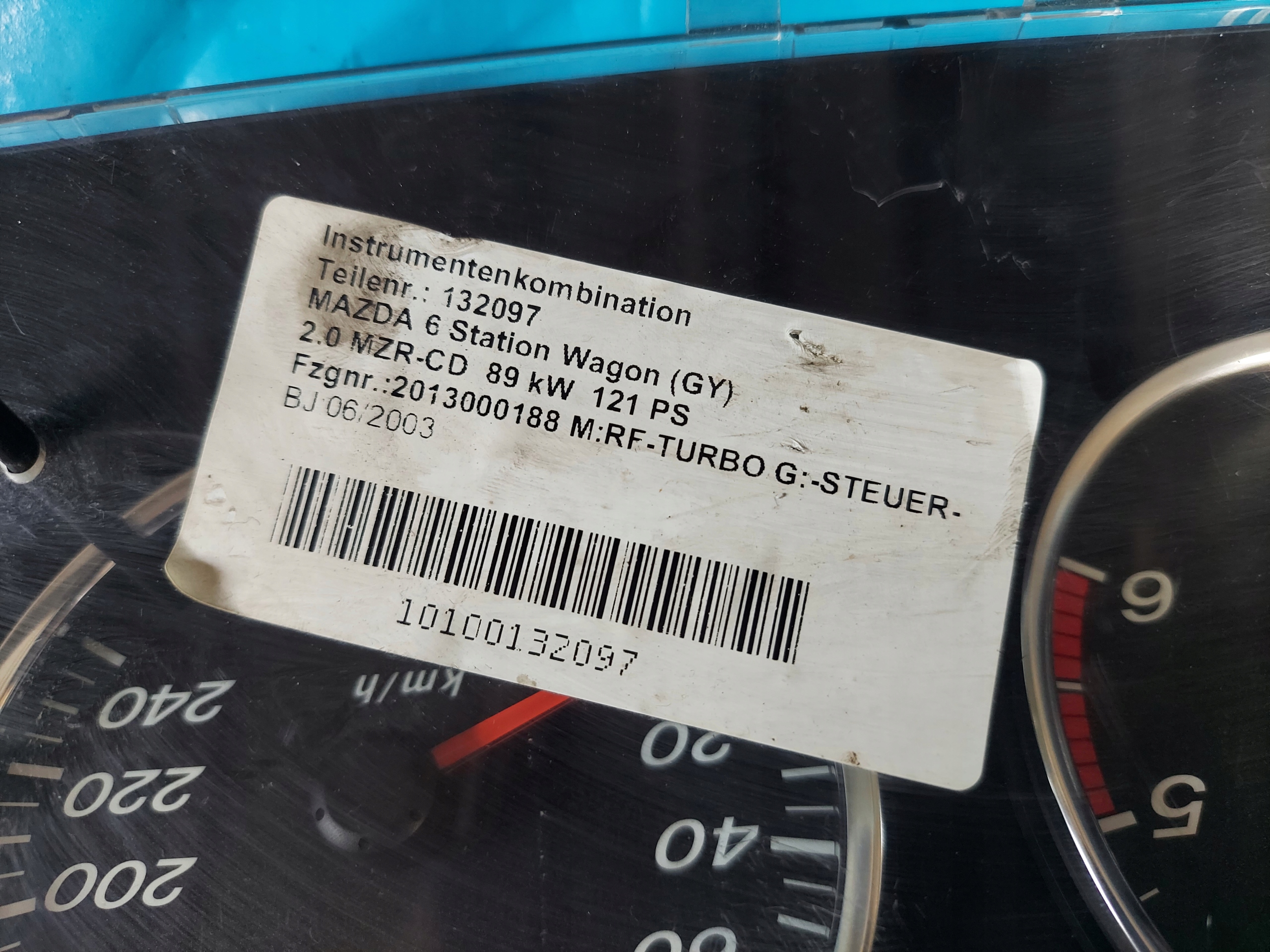 dials clock MAZDA 6 GY 2.0 TD CJ6W
